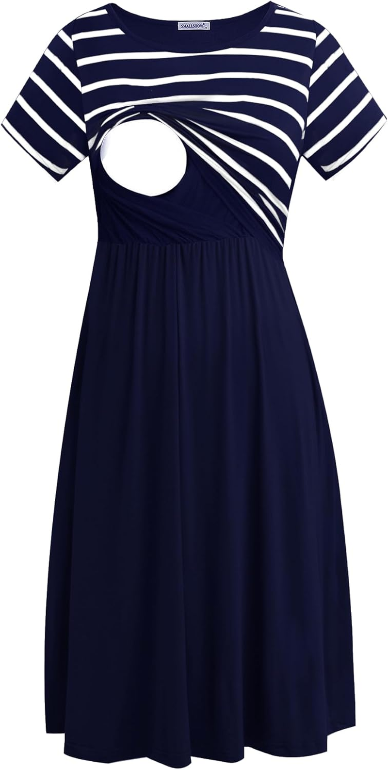 Smallshow Women'S Short Sleeve Patchwork Nursing Dresses for Breastfeeding image number 1