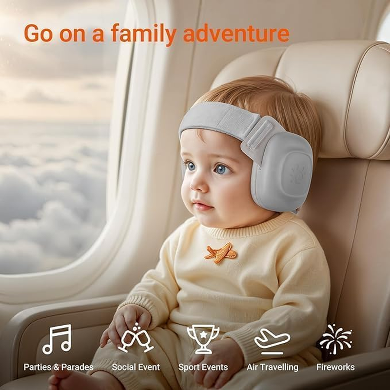 Upgraded 2-In-1 Baby Ear Muffs Noise Protection, Adjustable Newborn Headphones with Stretchy Band, for Baby & Toddler up to 4 Years, Kids Airplane Essentials/Outdoor image number 5