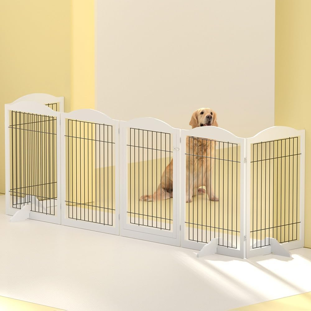 I.Pet Dog Playpen Enclosure 6 Panel Puppy Pet Fence Wooden Play Pen Gate Indoor image number 2