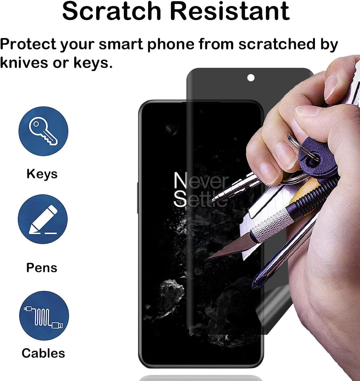 BCHKLAI Privacy Screen Protector for Oneplus 10T 5G [Pack of 2], Privacy Screen Film, Scratch-Resistant, Anti-Fingerprint, Bubble-Free, Anti-Spy Flexible TPU Screen Protector for Oneplus 10T image number 5