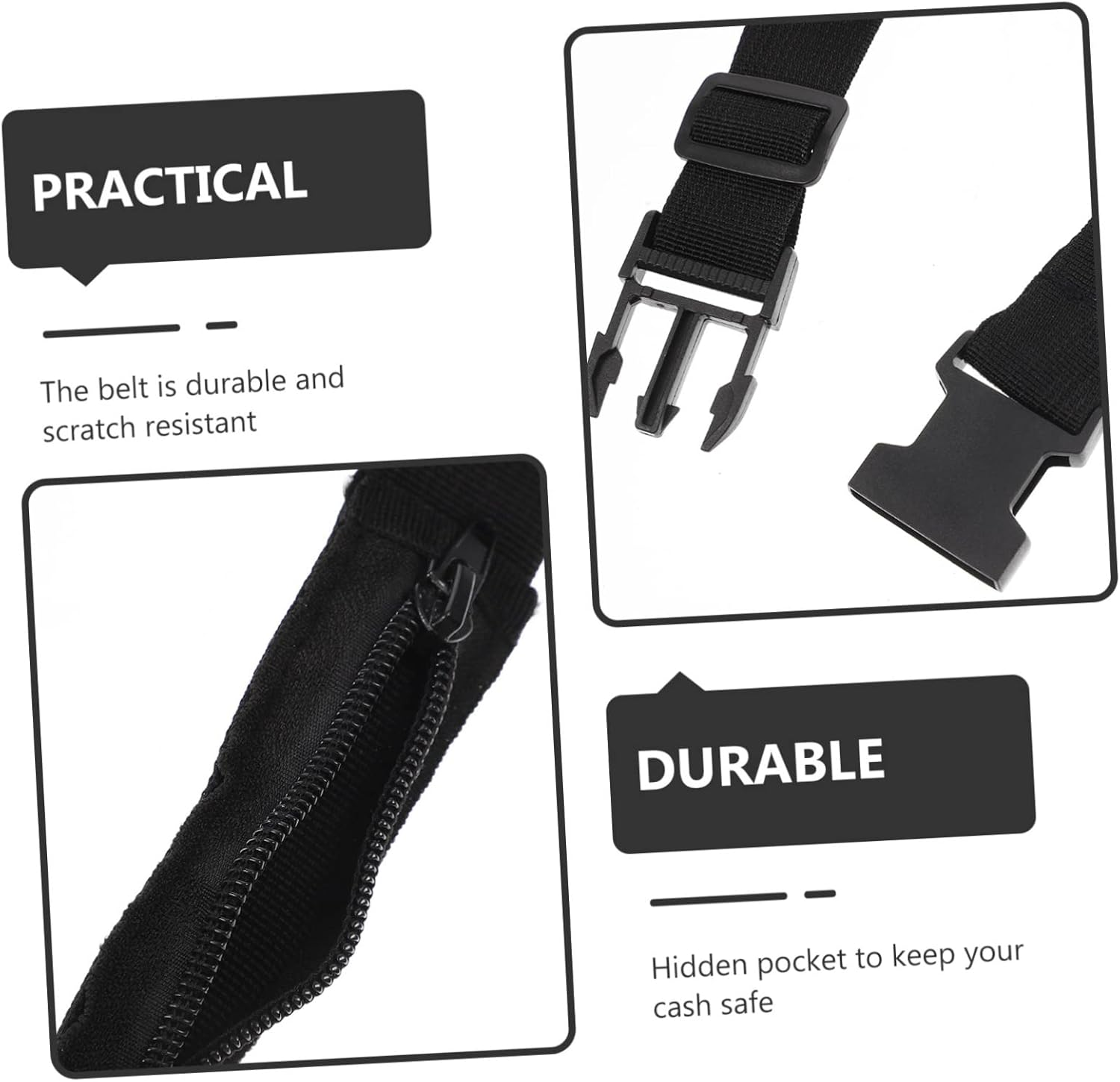 KICHOUSE Invisible Safety Belt Money Bag 120Cm Black Sports Running Waist Wallet Portable Travel Outdoor Fanny Pack with Hidden Pocket for Secure Storage image number 1