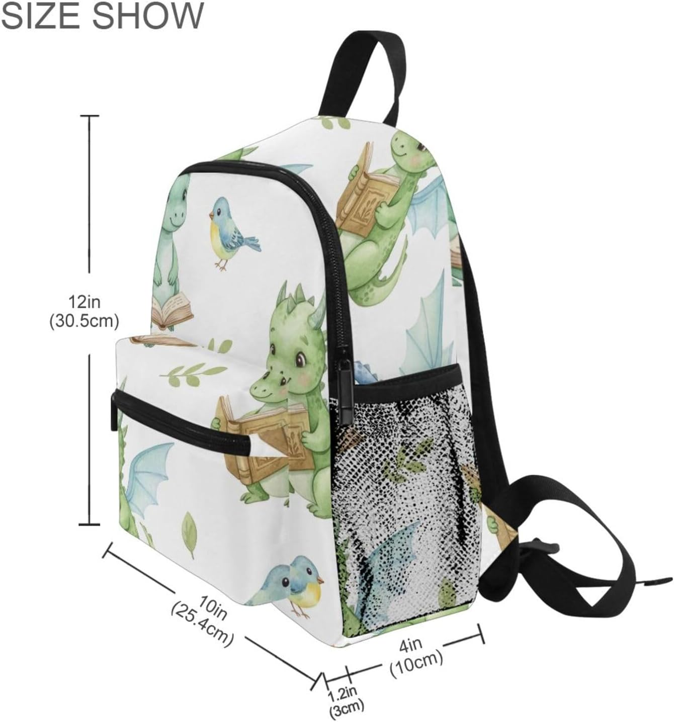 RPLIFE Cute Dragon White Toddler Girl Backpack with Name Tag, 3-8 Years, image number 5