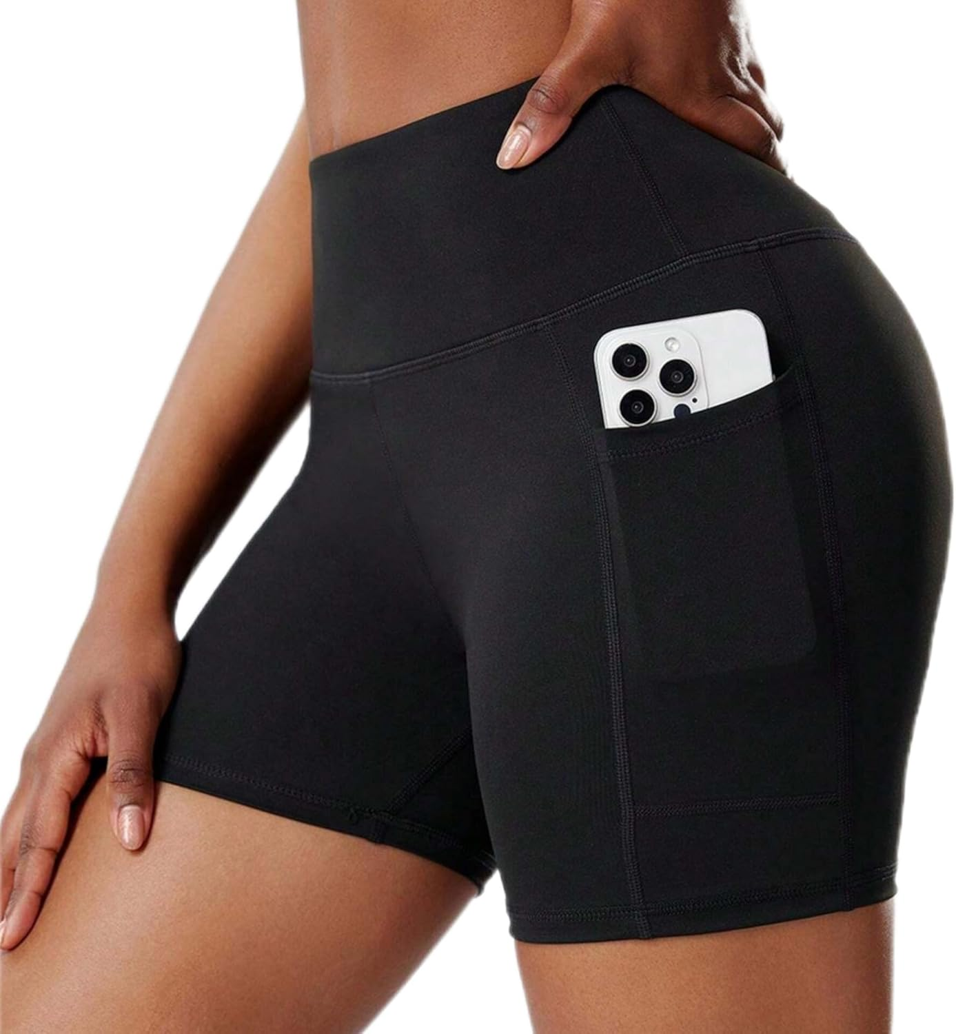 M2M STYLE High Waisted Yoga Shorts for Women - Soft & Stretchy Biker Shorts with Pockets for Running, Cycling, Fitness & Activewear image number 2