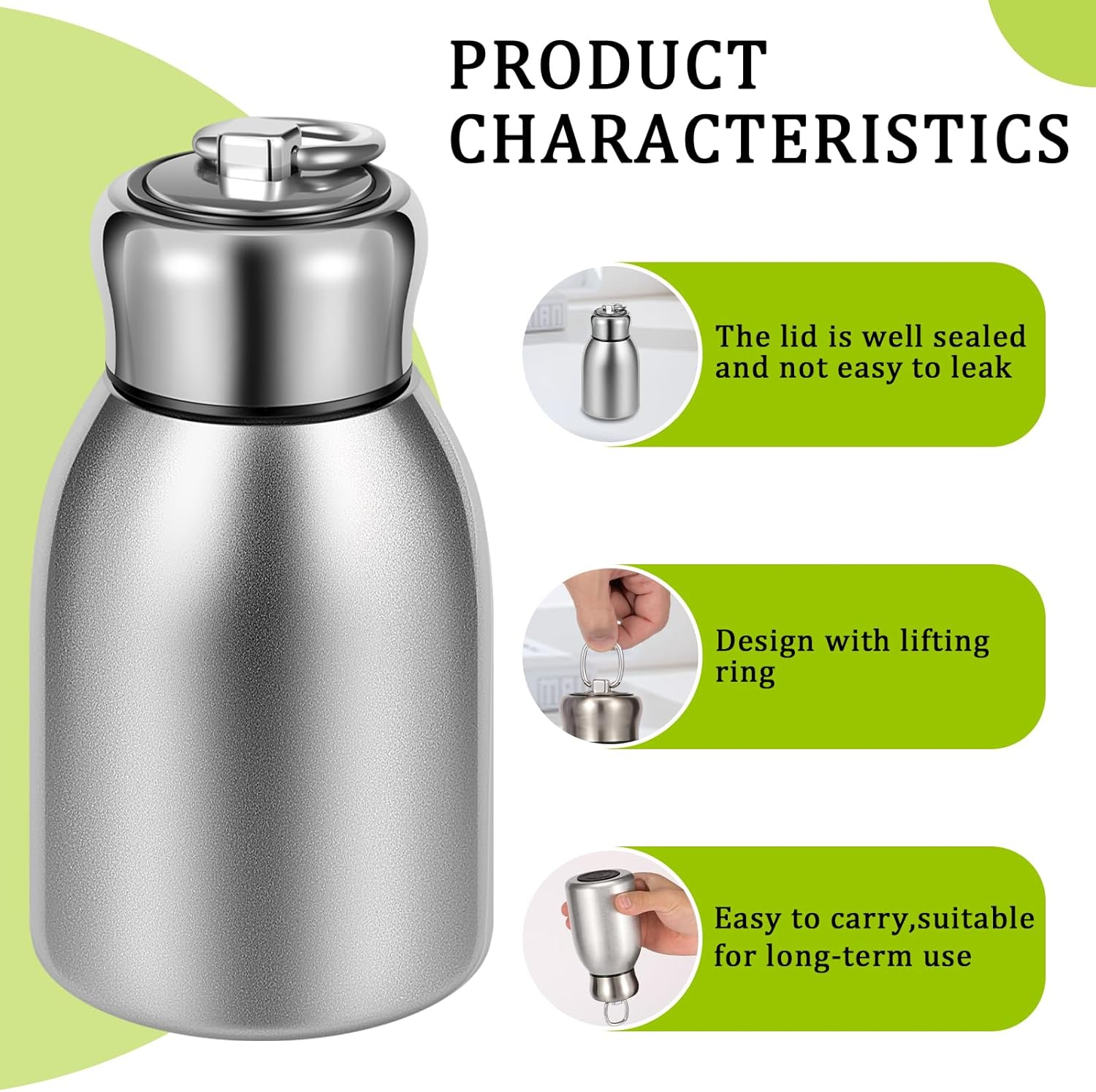 2 Pcs Mini Water Bottle, Mini Insulated Stainless Steel Bottle, 10Oz Insulated Water Bottle, Reusable Leak Proof Stainless Steel Thermos, Leakproof Travel Mug Portable for Home School Office Camping image number 4