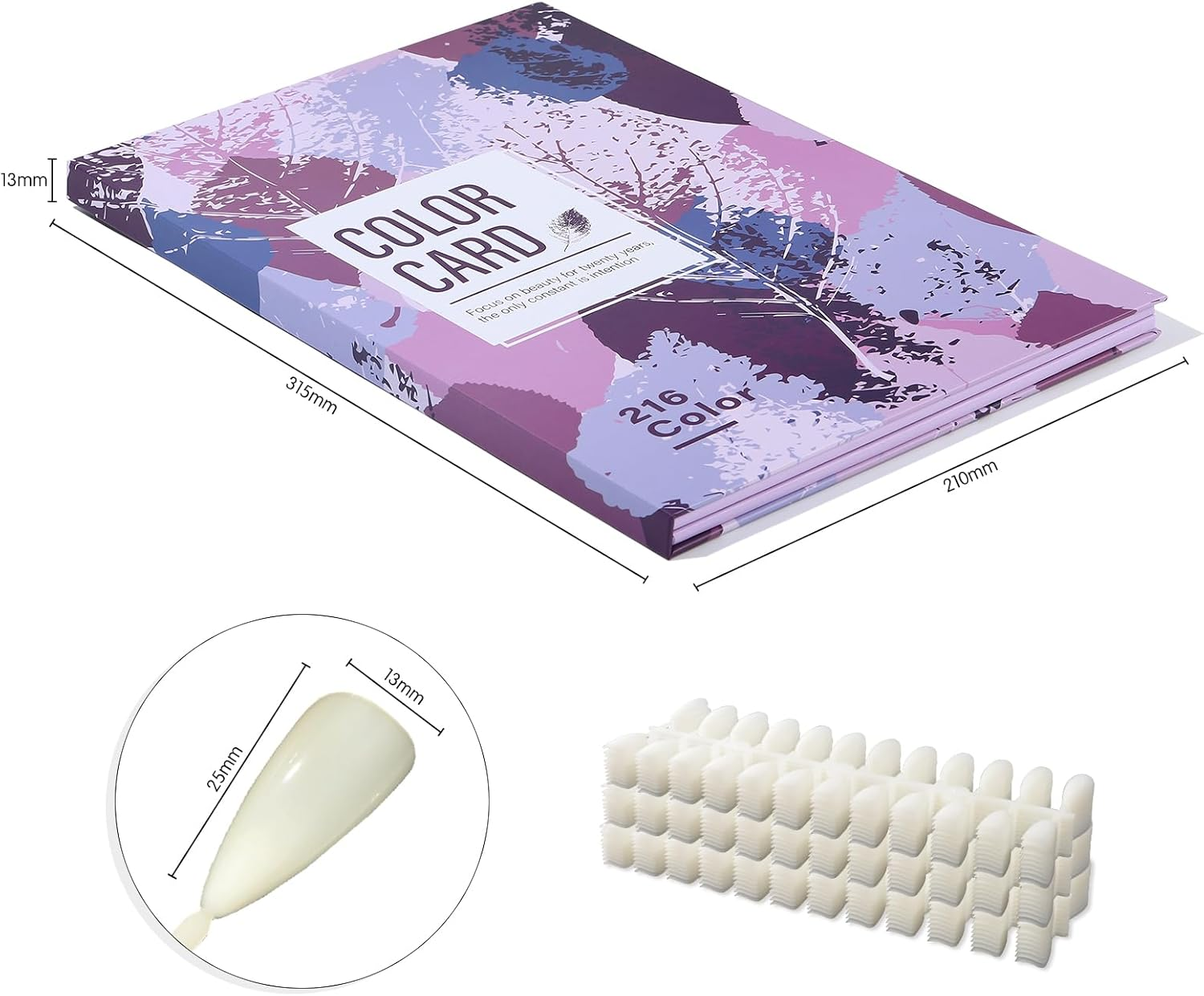 Acycoin2A 216 Nail Color Chart Display Gel Polish Color Book with 240 False Nail Tips and Number Sticker (A) image number 2