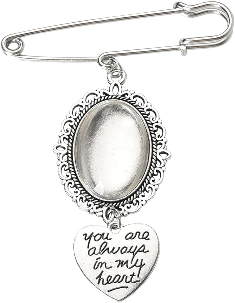 Wedding Bouquet Charms Memorial Pin for Bride Groom Bouquet Photo Picture Frames with Clothes Pins Brooch for Women Men
