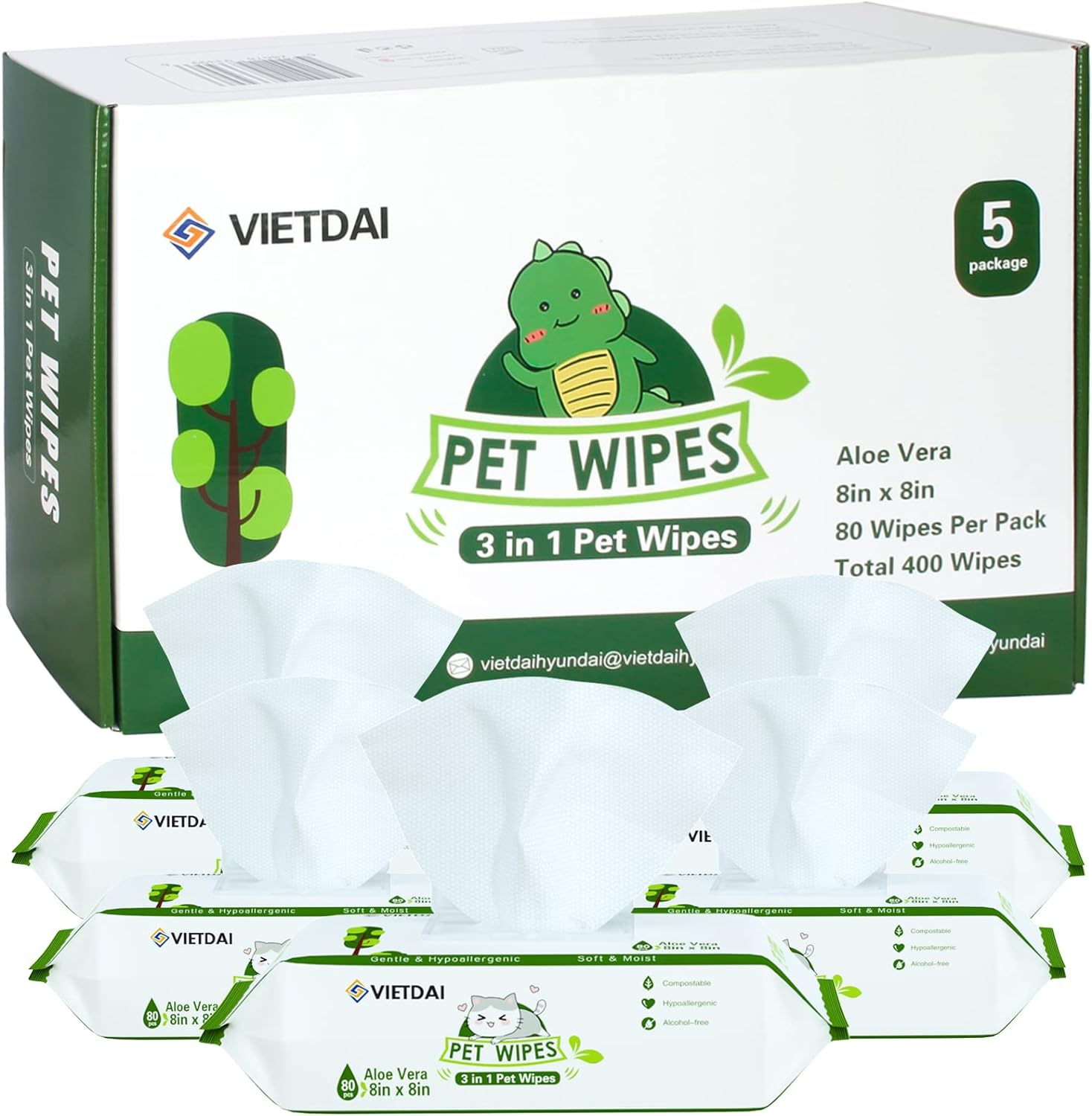 Dog Wipes Cleaning Deodorizing Pet Wipes for Dogs Cats Big Thick Large Multipurpose Grooming Hypoallergenic All Puppy Wipes Dog Wipes Quick Bath for Paw and Butt Face Body (1 Pack-80Count) image number 1