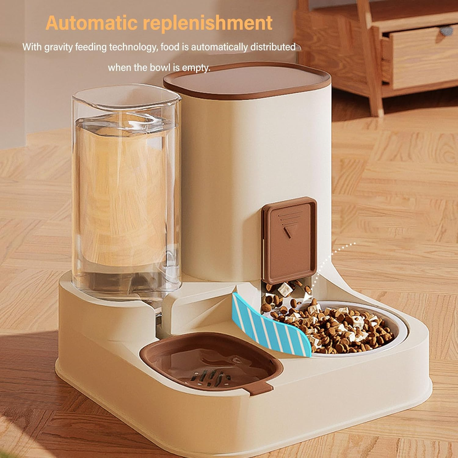 Pet Feeder and Water Dispenser, 2 in 1 Automatic Pet Waterer with Large Capacity Food Dispenser, Detachable, Easy to Clean, for Small to Large Pets image number 5