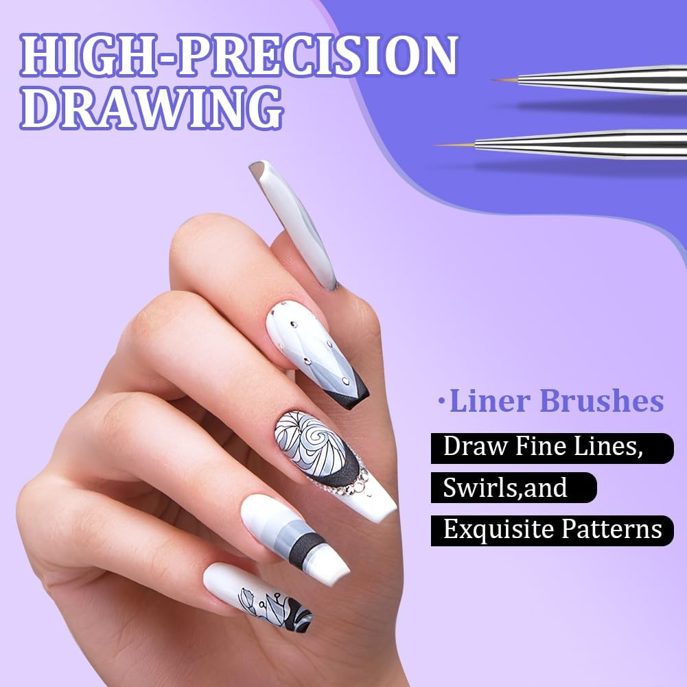 AYBUY Nail Polish Pen Set, 3 Pieces Nail Art Pen, DIY Line Nail Art, Graffiti, Art Beauty Decorating, Manicure Tools for Halloween, Christmas, Carnival (Purple) image number 3