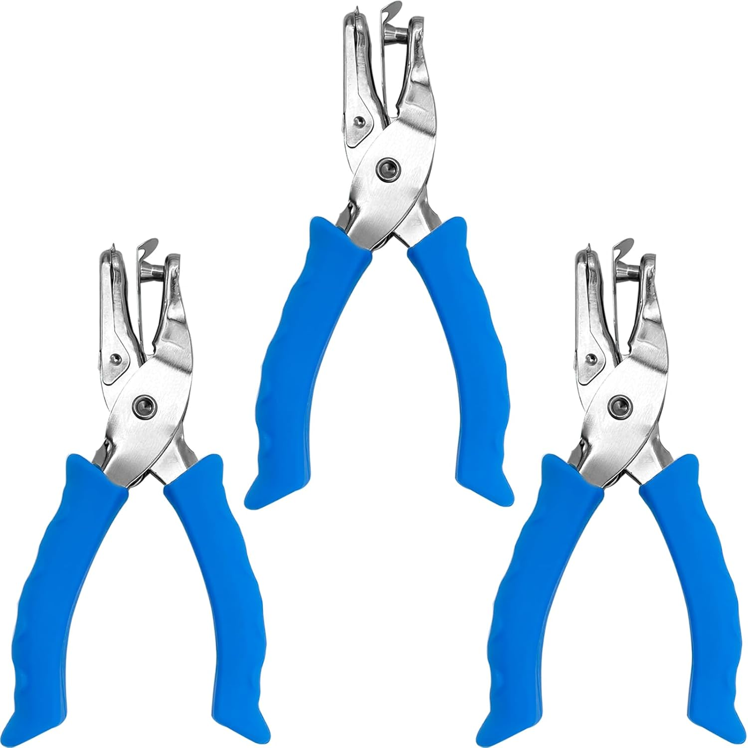 Paper Hole Puncher for Crafts, One Hole Punch with Blue Soft Grip Handle, Small Hole Punch for Kids and Adults, Handheld Circle Punch for Paper Crafts in Home, Office, Classroom 3 Pack image number 3