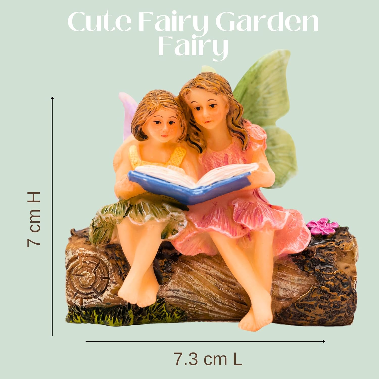 PRETMANNS Fairies for Fairy Garden - Accessories for an Outdoor or Indoor Miniature Garden &ndash; Adorable Hand-Painted Resin Figurines &ndash; 2 Sitting Sisters 1 Piece image number 4