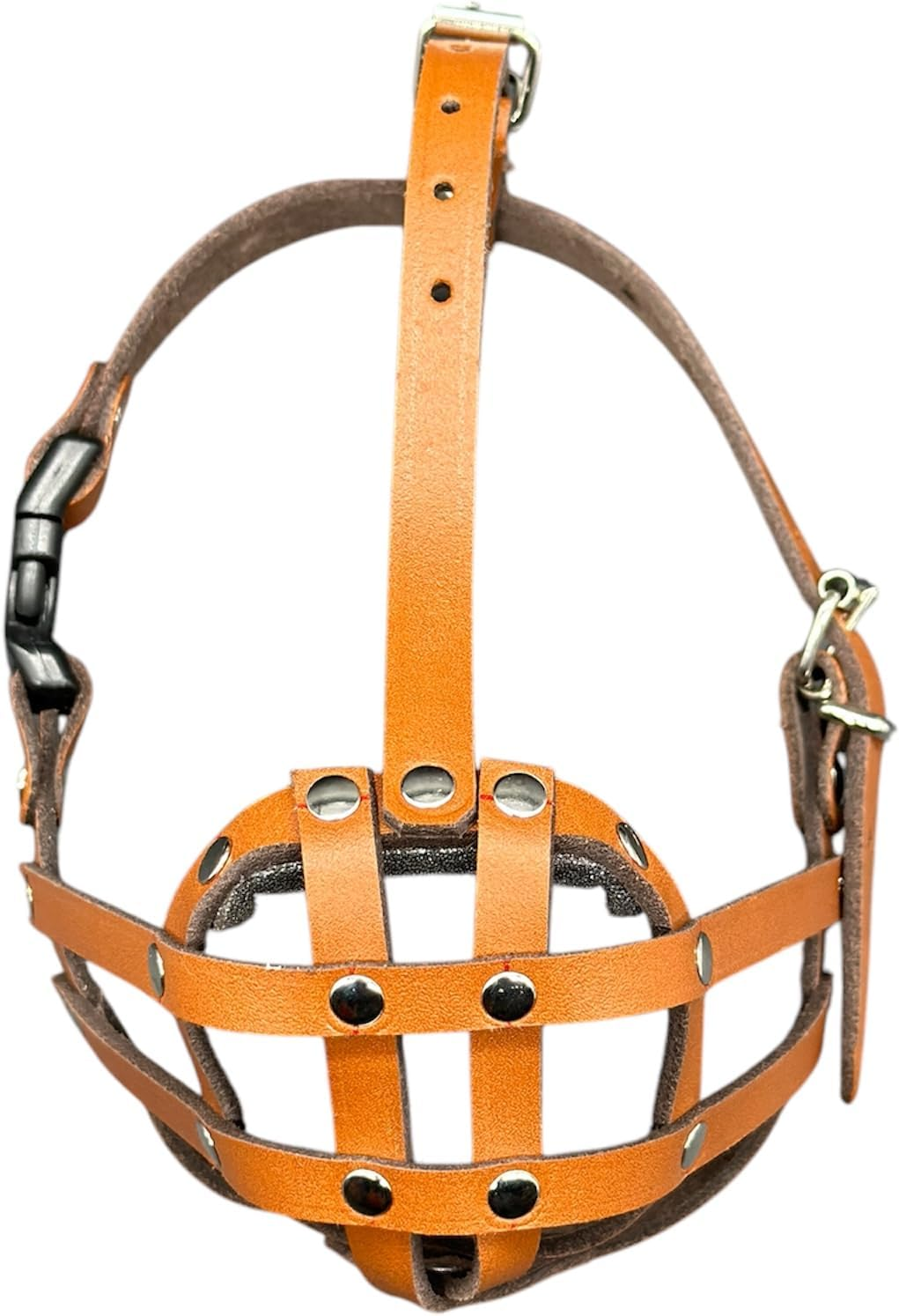 L&J Pets UK, Dog Muzzle Muzzle for Pugs and Other Short Snout Dogs (M2, Brown Leather)