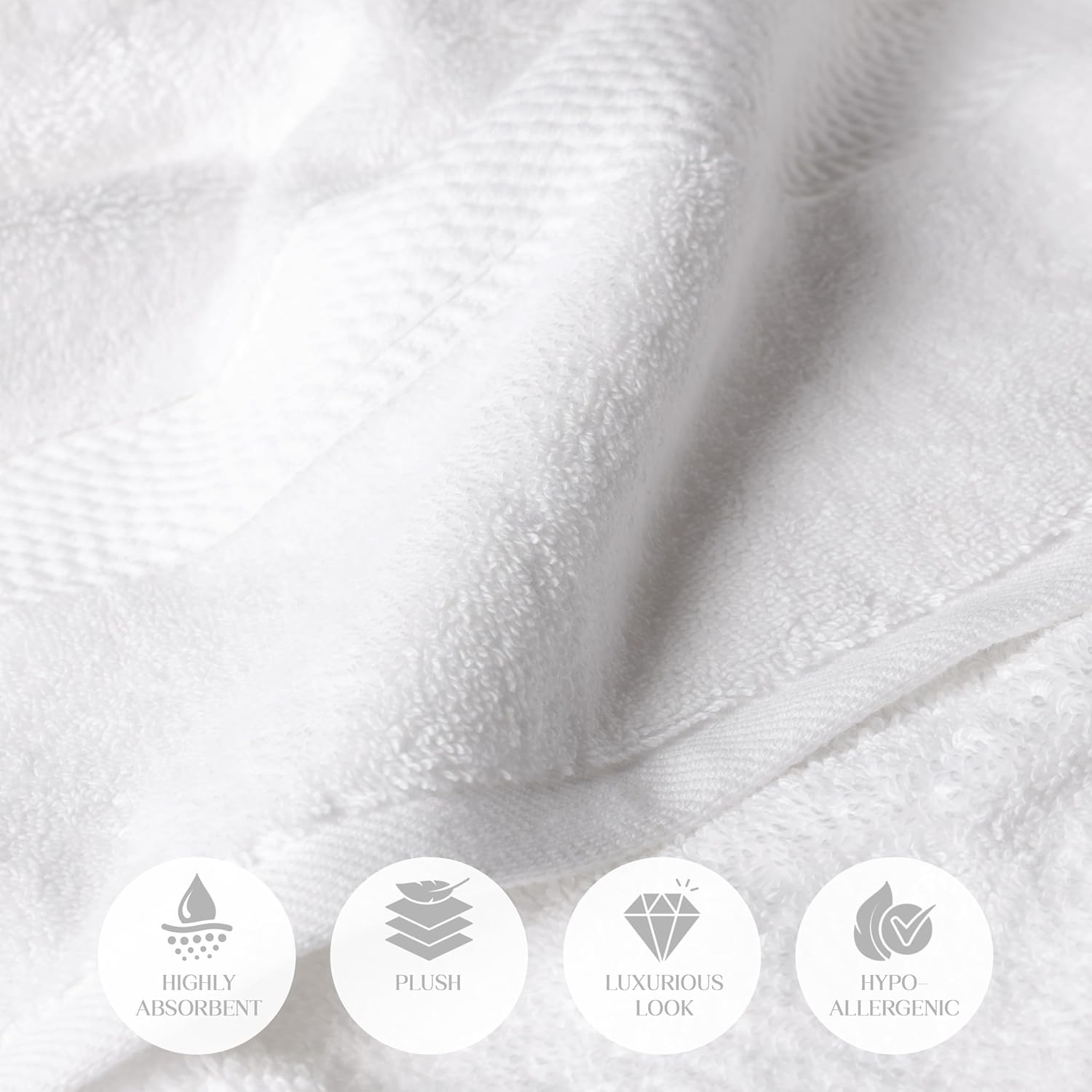 Superior 900 GSM Luxury Bathroom Towels, Made of 100% Premium Long-Staple Combed Cotton, Set of 2 Hotel & Spa Quality Bath Towels - White, 30" X 55" Each image number 3