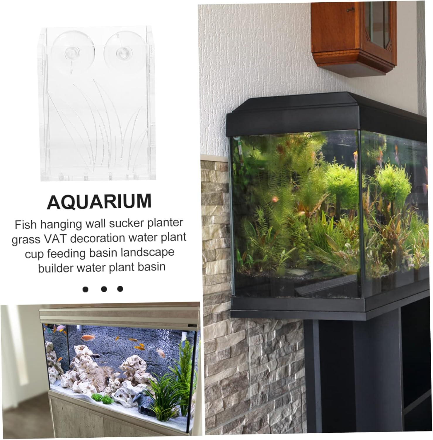 BCOATH Hanging Planter for Aquarium Sturdy Acrylic Planting Cup Fish Tank Plant Holder Aquatic Planting Cup