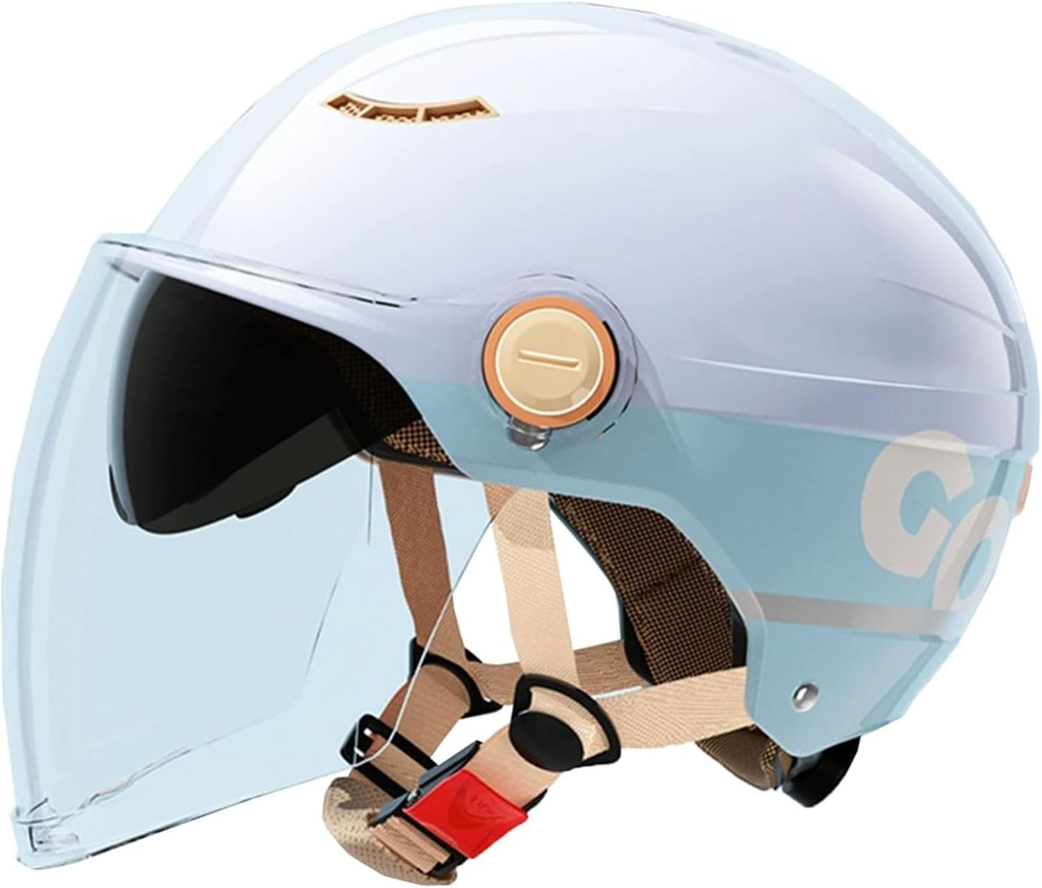 Motorcycle Half Hel-Met with Visor for Adults ,ECE/DOT Approved Lightweight Adjustable City Scooter Bicycle Hel-Met for Men Women