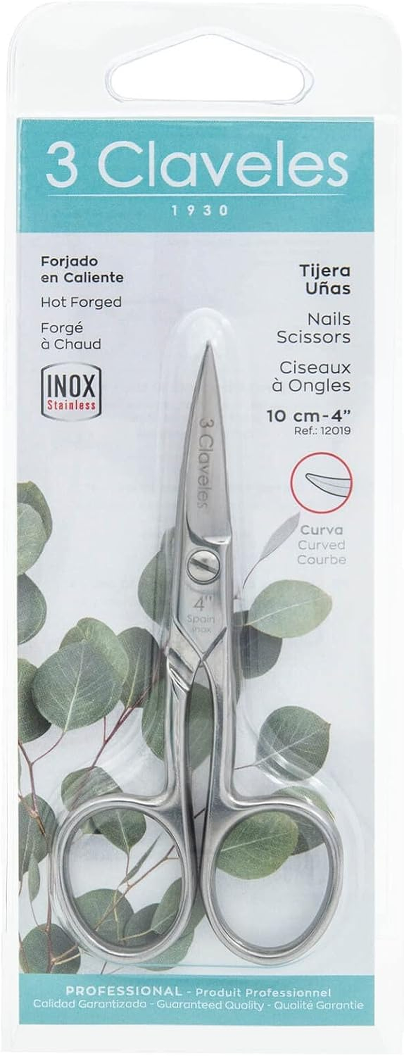 3 Claveles 12019 - Nail Scissors, Curved, Rustproof, 4 Inches image number 4
