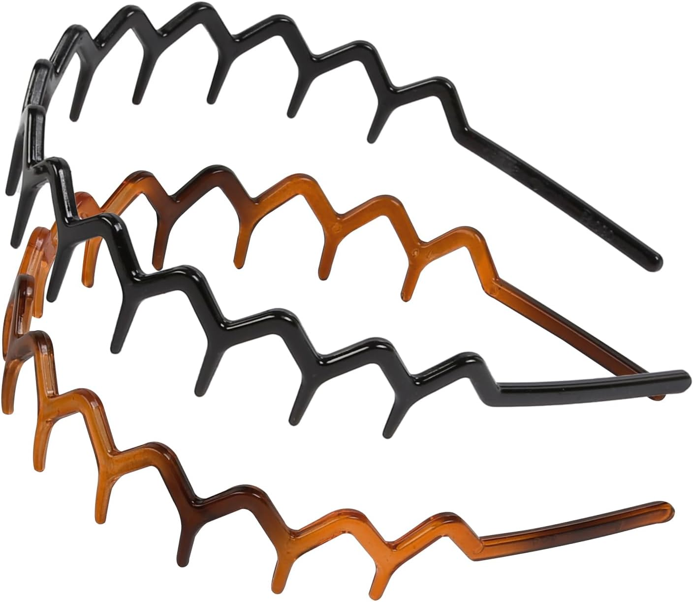 WOVOWOVO Zig Zag Headbands for Women, 2 Packs Plastic Headband with Teeth image number 3