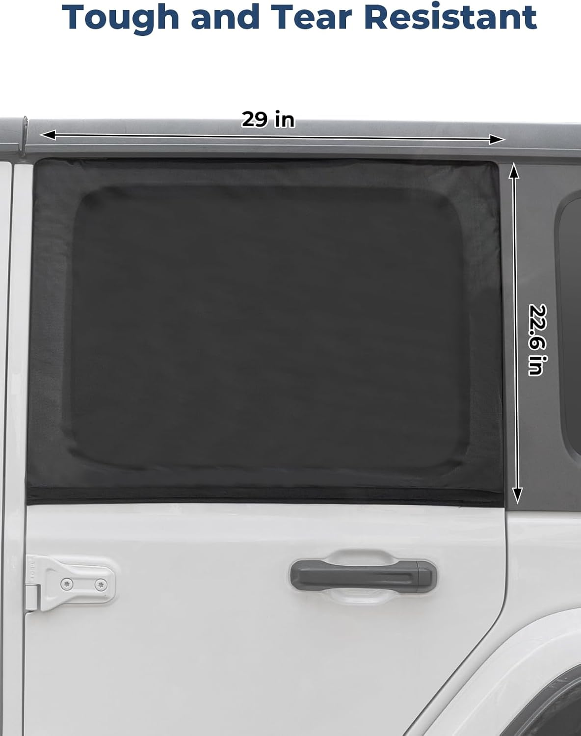 JOYTUTUS Rear Wrangler Side Window Sun Shade Camping Window Insect Screen Compatible with 2007-2024 Wrangler JK JL 4 Doors Gladiator JT, Car Window Covers for Privacy Blackout 2 Pcs