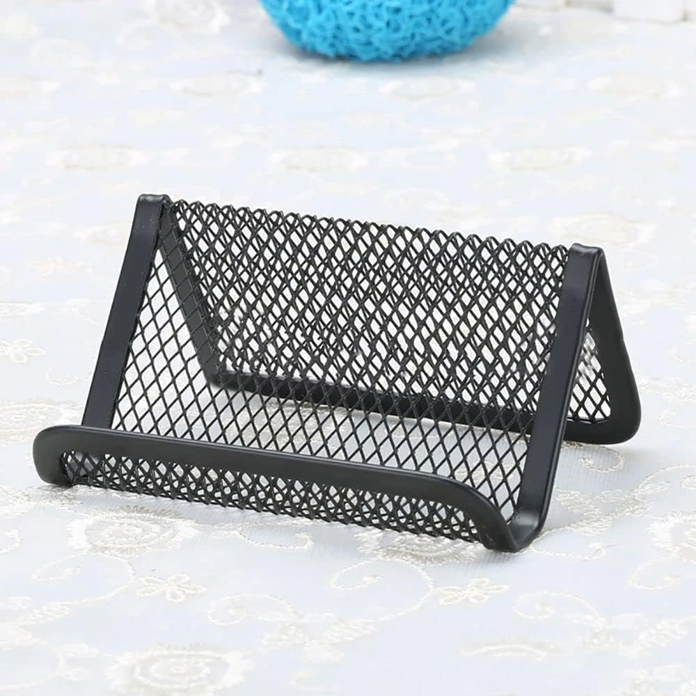 Black Business Card Holder, Metal Mesh Business Card Holder, Credit Name Card Case, Office Card Collection Organizers Desk Storage Stand Index Card Filing Products Desk Accessories image number 6