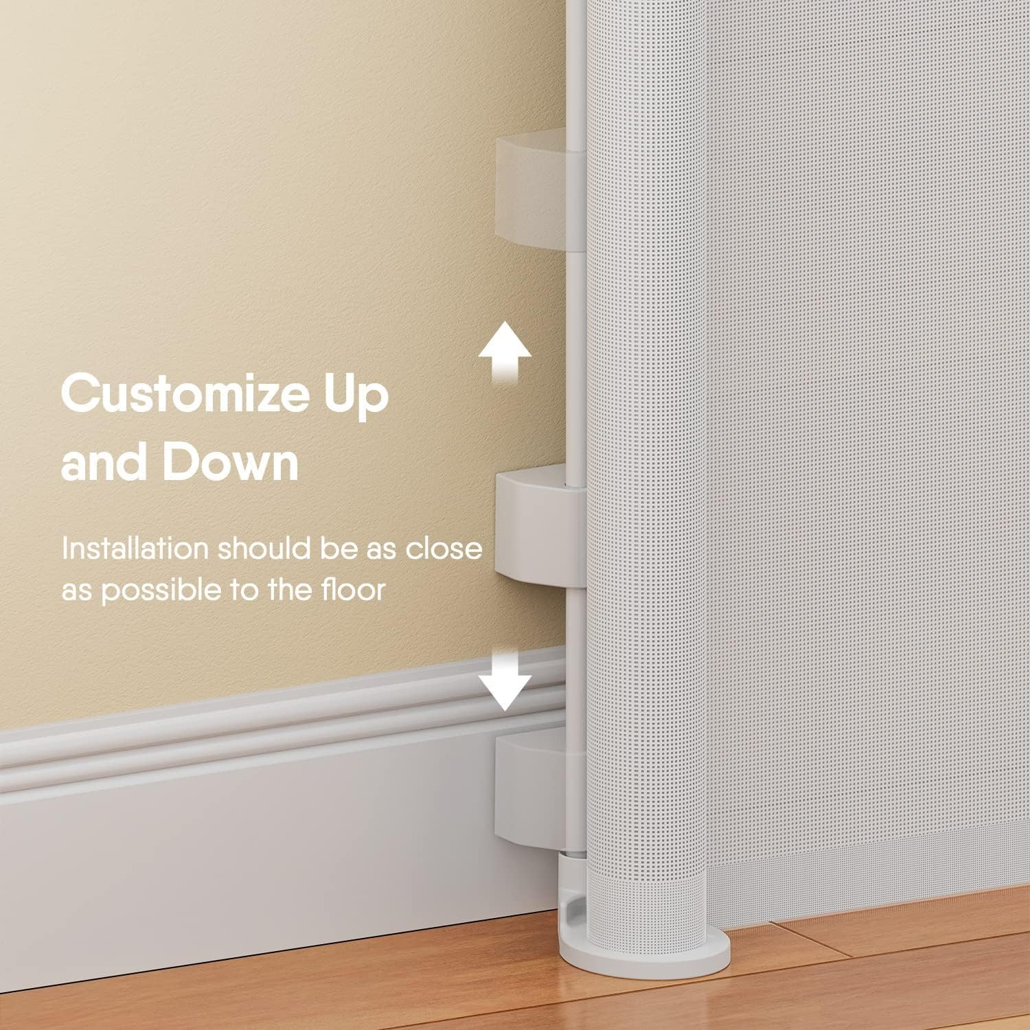 Retractable Baby Gate for Stairs, 33" Tall Expands 70" Wide Ideal Safety Solution Dog Gate for Stairs Doorways Hallways Indoor/Outdoor Mesh Baby Gate Retractable Screen Door(White,86Cmx180Cm) image number 4