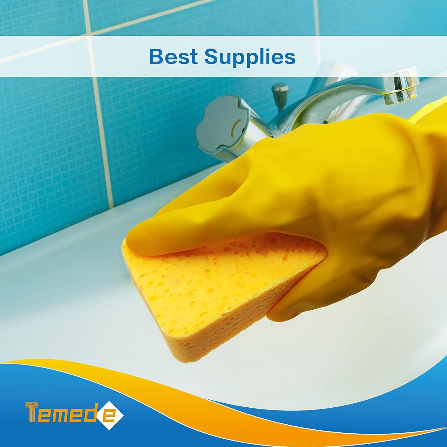 Temede Sponges for Dishes, Large Cellulose Kitchen Sponge, 3.5Cm Thick Heavy Duty Scrub Sponges for Cleaning, Non-Scratch Dish Scrubber Natural Sponge for Household Cleaning, Cookware, Bathroom, 5Pcs image number 3