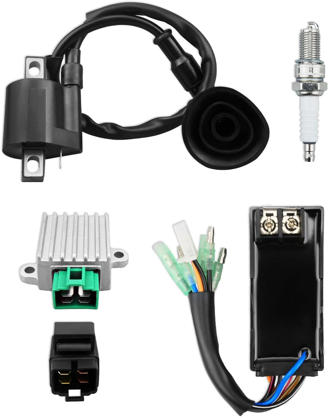 CDI Box Ignition Coil Kit Fits for Polaris Sportsman 90 Predator Scrambler 50 90 ATV, with Voltage Regulator Rectifier&Spark Plug&Starter Relay Solenoid image number 2