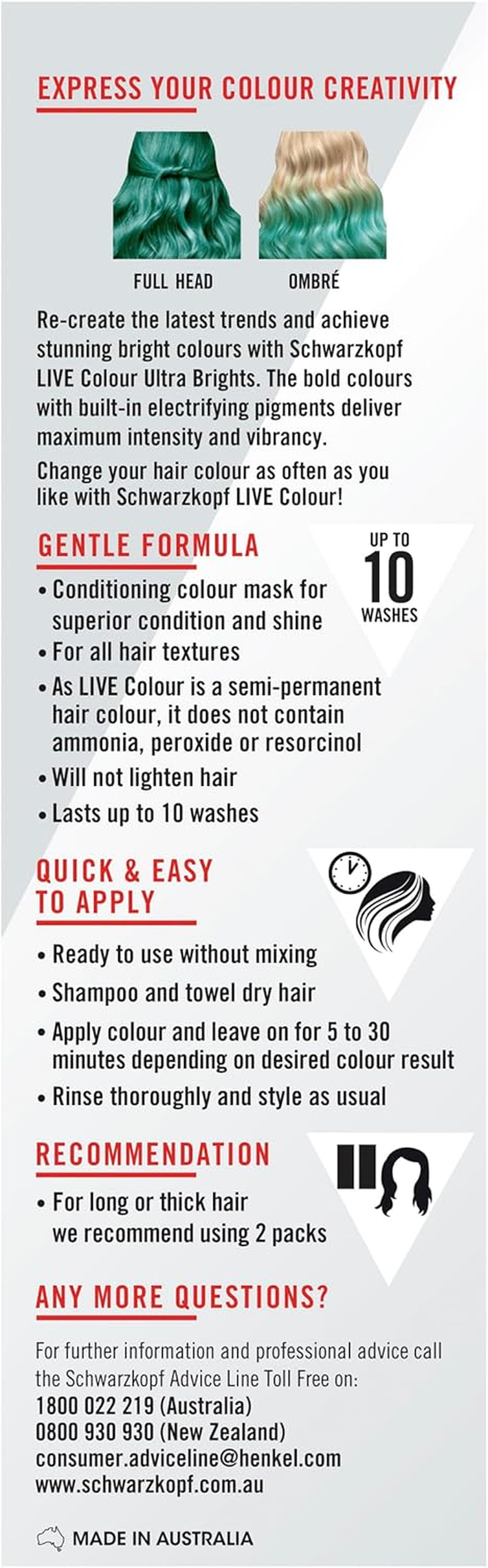 Schwarzkopf LIVE Ultra Brights Semi Permanent Hair Colour, Sea Mermaid, 25 Ml image number 1