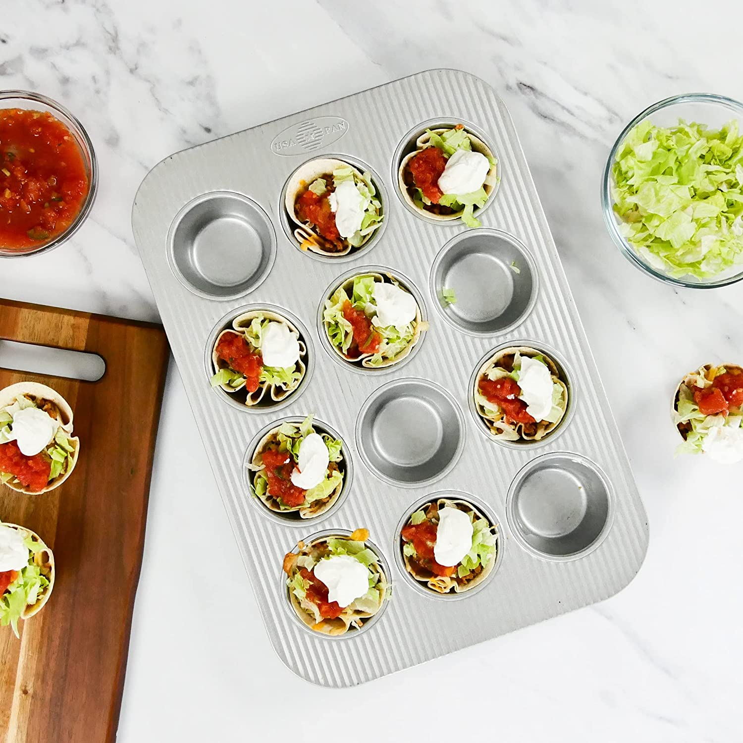 USA Pan Bakeware Muffin Pan, 12-Well, Set of 2, Aluminized Steel image number 1