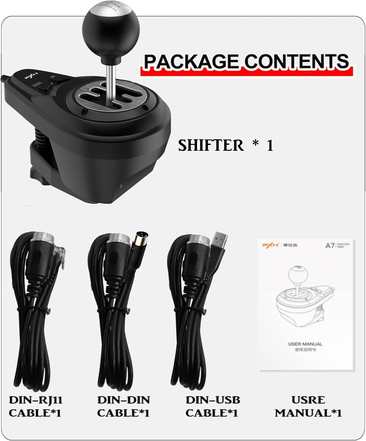 PXN-A7 6 1 H-Pattern Racing Gear Shifter for PC Table Clamp Multi-Interface Black image number 3