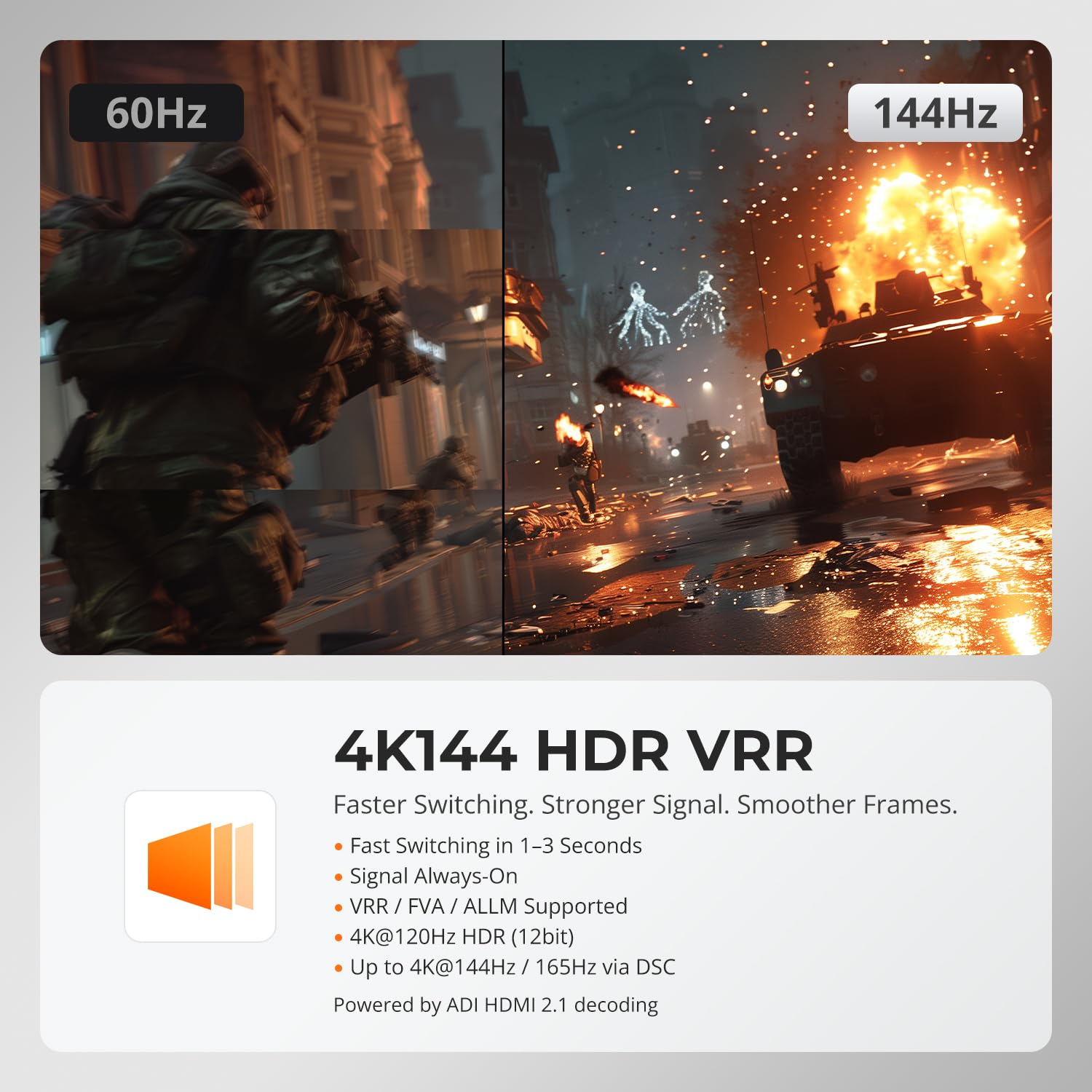 Tesmart 8K@60Hz HDMI KVM Switch 2 Computers 1 Monitor, USB 3.0 HDMI KVM Switch 2 Ports 4K@144Hz, Support EDID, Gigabit Network, Hotkey Switch, Audio & Mic with All Input Cables image number 4