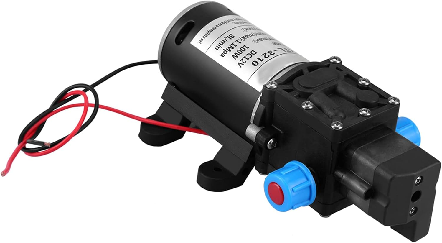 Self Priming Water Pump 12V DC 100W with 160 PSI Max Pressure and 8L / Min Flow with Automatic Pressure Switch for RV Boat and Solar Systems