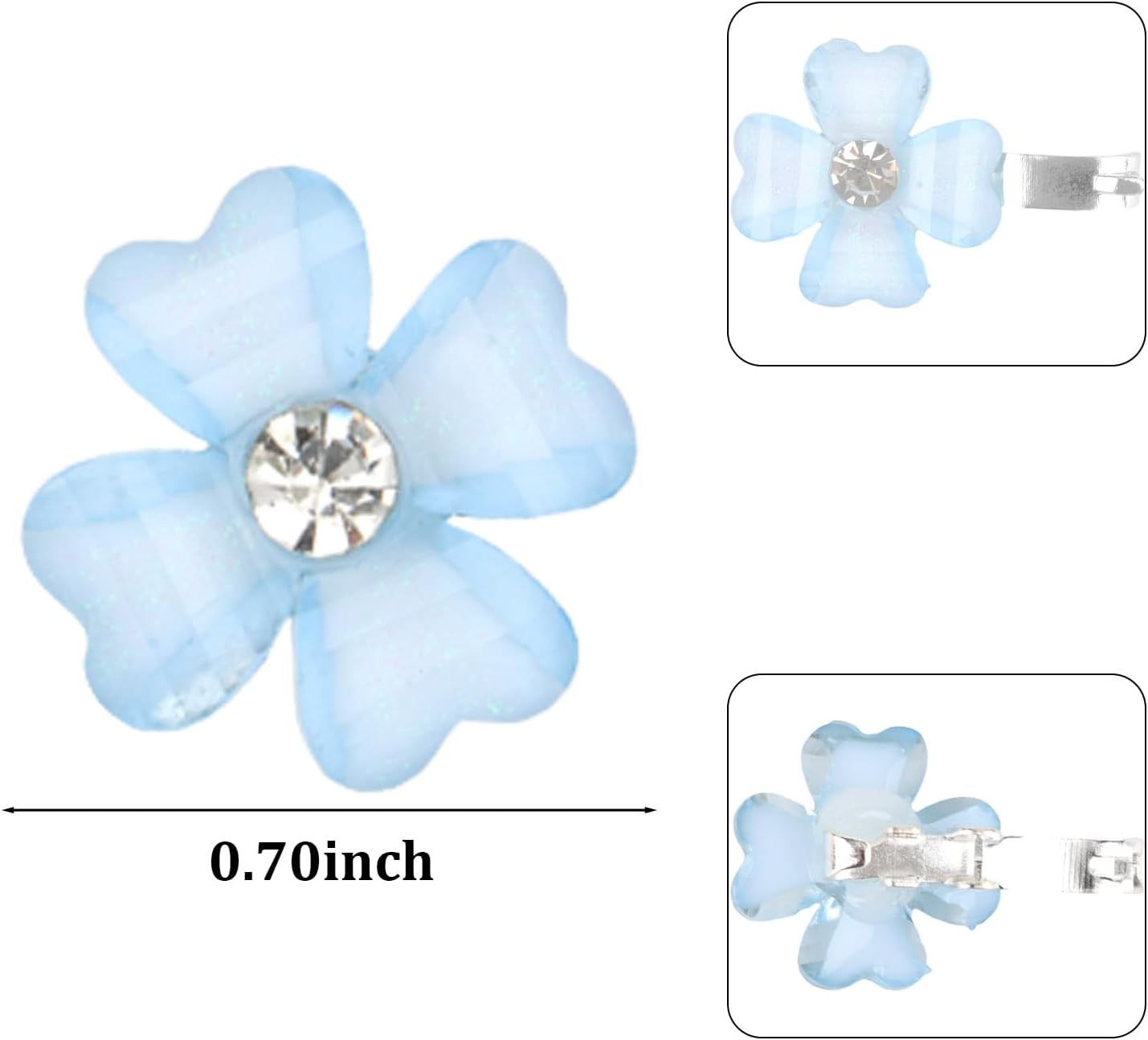 Bumlofa Blue Flower Hair Clip: 20 Mini Hair Clips Small with Crystal, Perfect for Girls & Children, Beautiful for Hairstyle Decor & Party Styling image number 1