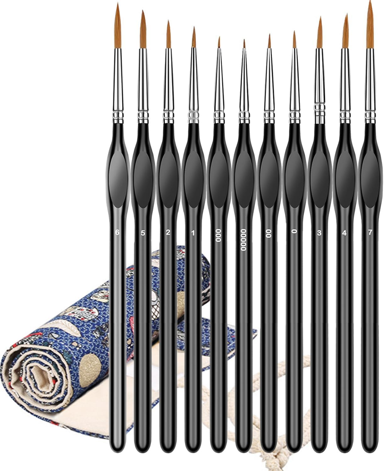 Kvadouly Professional Detail Paint Brushes Set &ndash; 11 Miniature Brushes for Acrylic, Watercolor, Oil, Models & Nail Art