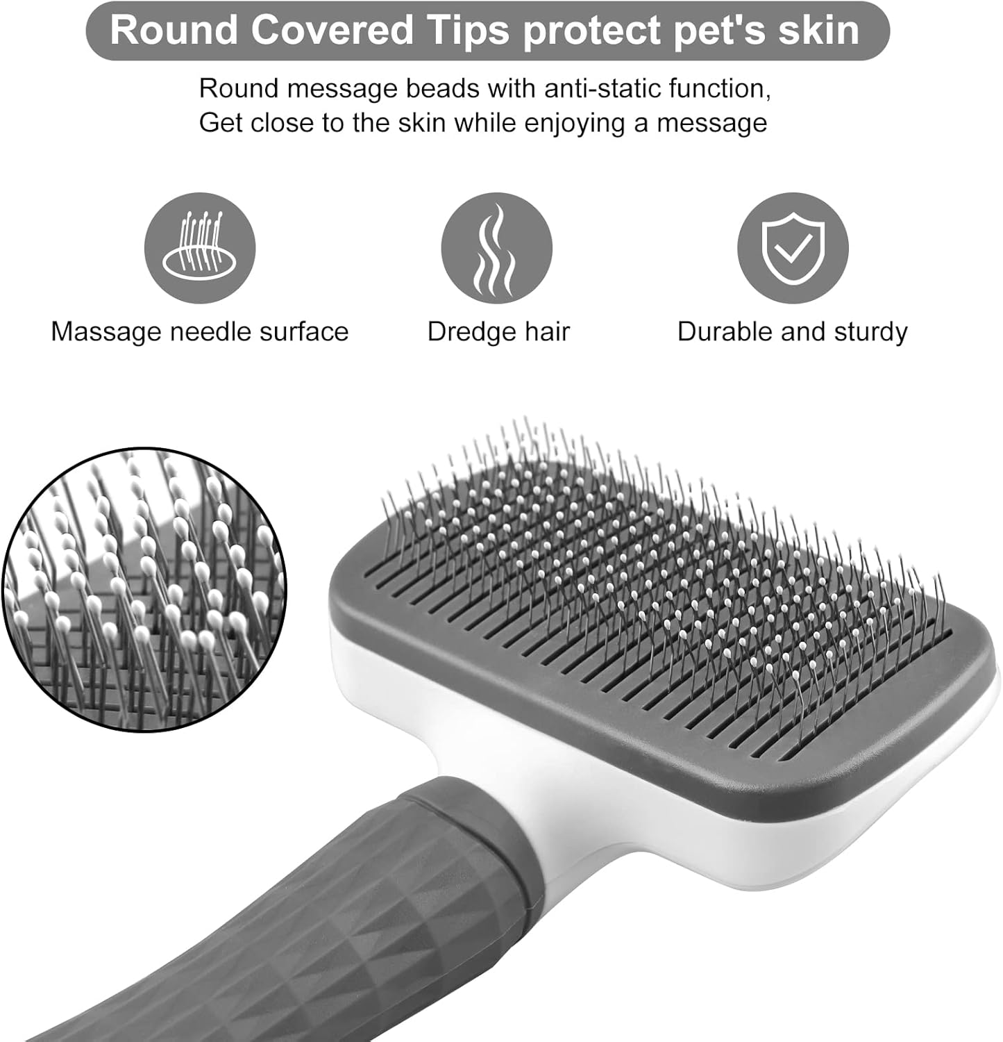 Dog Brush Cat Brush Grooming Comb,Self Cleaning Cat Dog Slicker Brushes with Smooth Handle,Pet Grooming Tool with Cleaning Button for Cat Dog Shedding Tools Cat Dog Massage Clean Tangled Brush image number 5