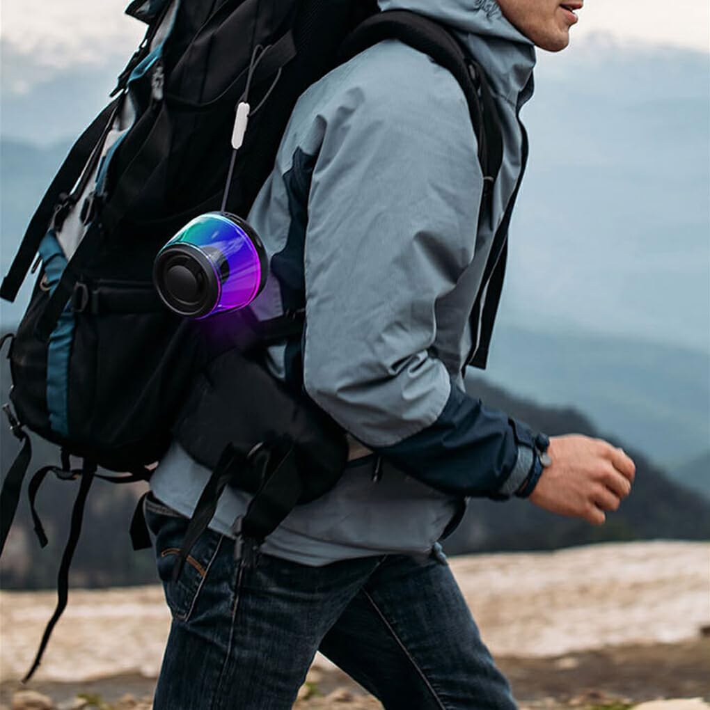 Portable Mini Speaker with Magnetic Suction Function for Home Indoor ABS Pocket Speaker MP3 Player 2. RGB Ambient Light, Black - White image number 7