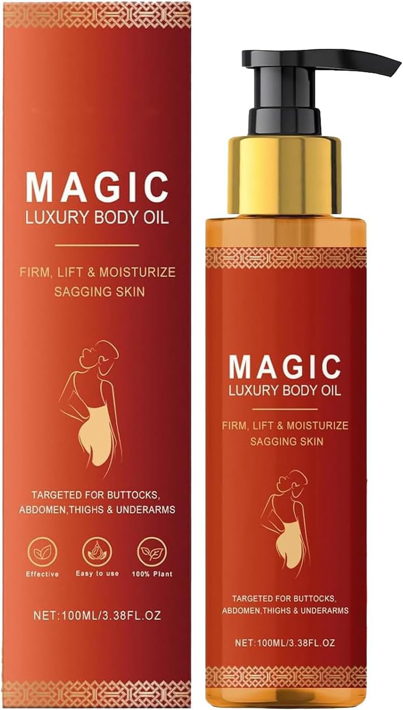 Magic Body Firming Oil &ndash; Body Oil Alternative for Full Body Use, Hydrating and Firming Skin Oil for Arms, Chest, and Thighs, Magic Body Oil with Vitamin E, Rosehip, and Almond Oils (2Pcs)