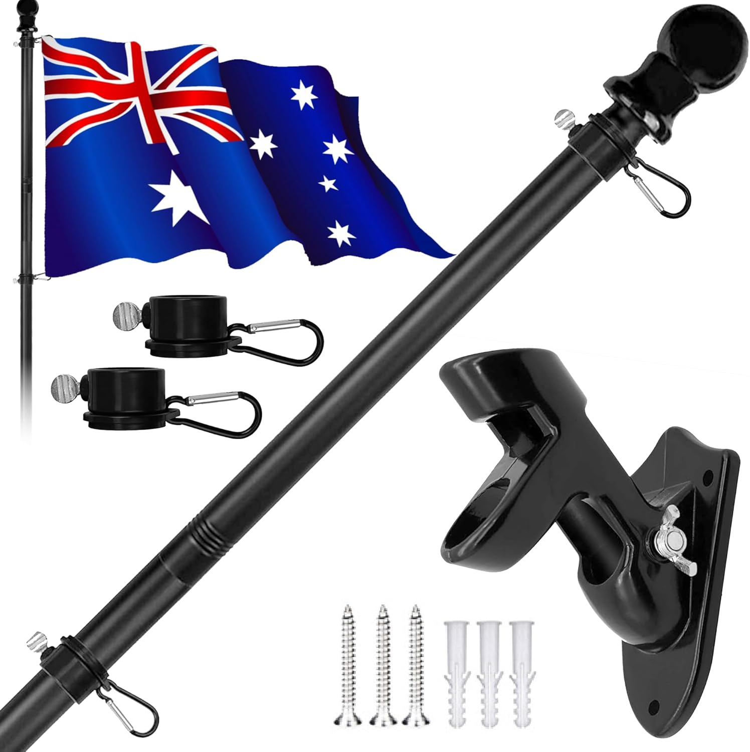 Xiwerhll Flag Pole - Upgraded Bracket Set, 6 FT Stainless Steel Flag Poles，Adjustable Flag Pole Suitable for Home, Commercial, Outdoor Wall-Mounted Flag Pole image number 1