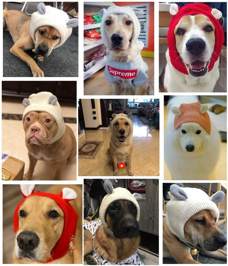 YAMEE Dog Winter Hats - Large & Small Dog Ear Muffs, Knitted Hat for Outdoor Walking, Noise Protection (Small, Pink) image number 7