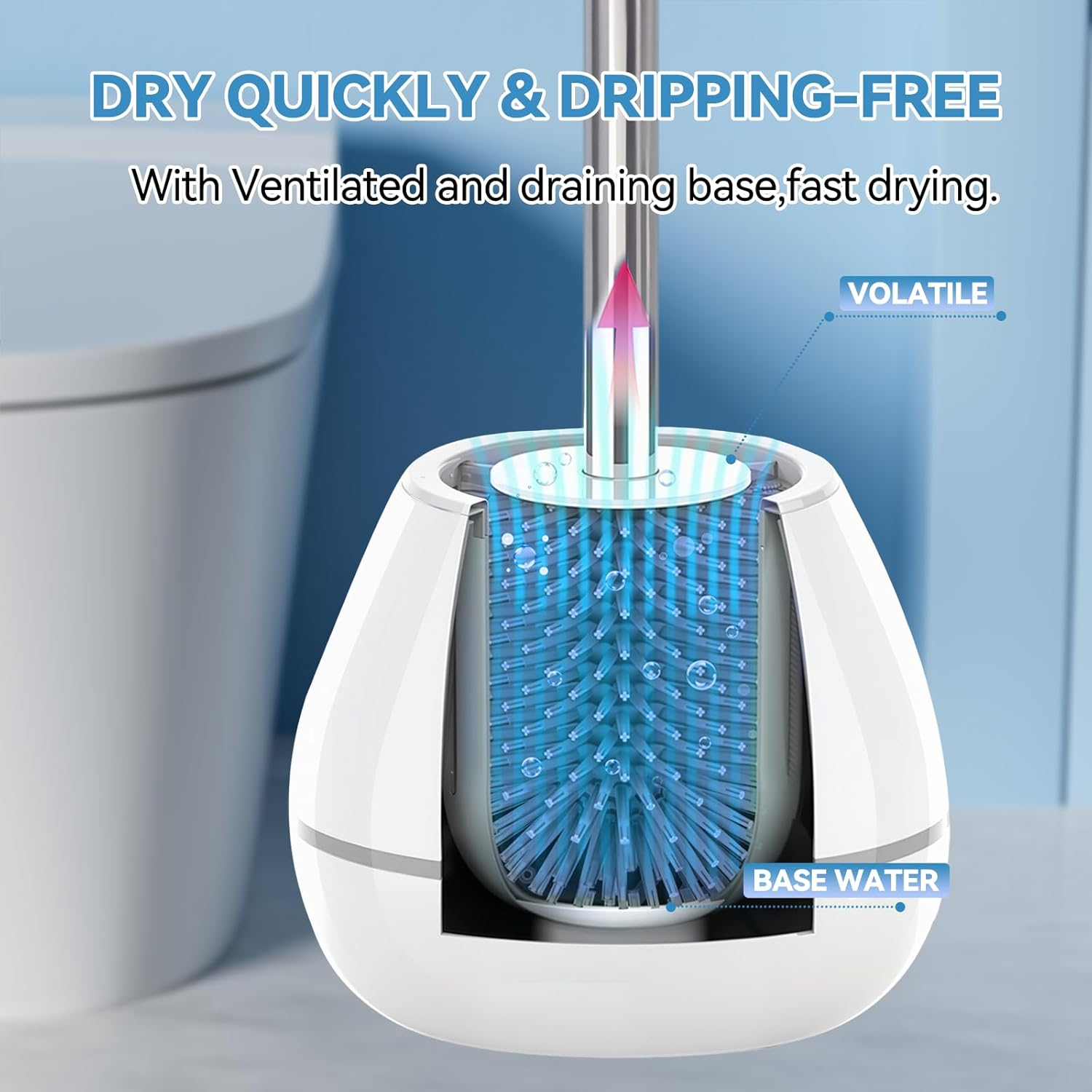 Toilet Brush Set - Toilet Bowl Brushes and Holders for Bathroom, Durable Toilet Cleaner Brush Scrubber for Deep Cleaning with Silicone Bristles, Ventilated Holder - White image number 1