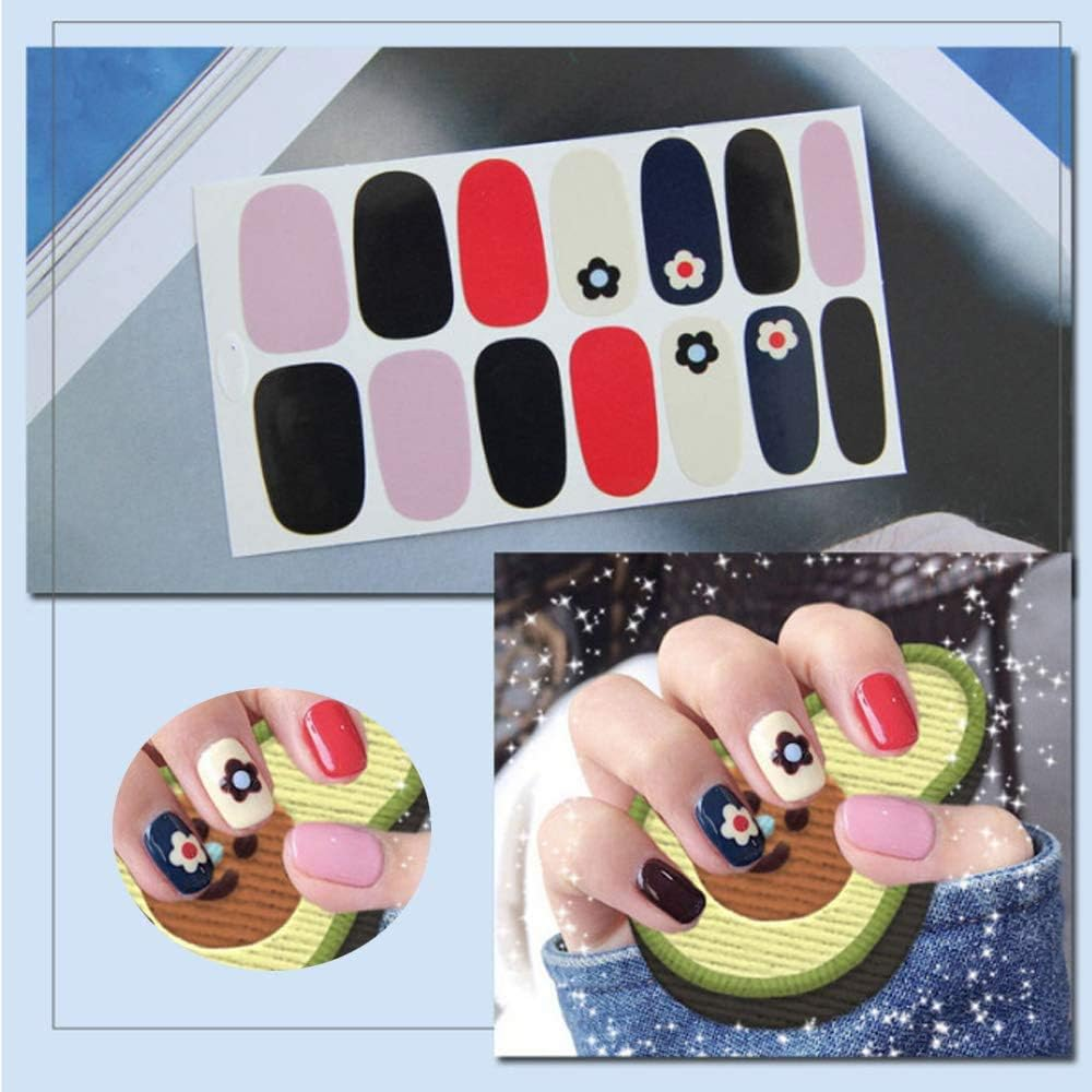 8 Sheets 112 Pieces Wraps Nail Polish Stickers Self-Adhesive Nail Art Decals Strips Manicure Kits Nail Designs