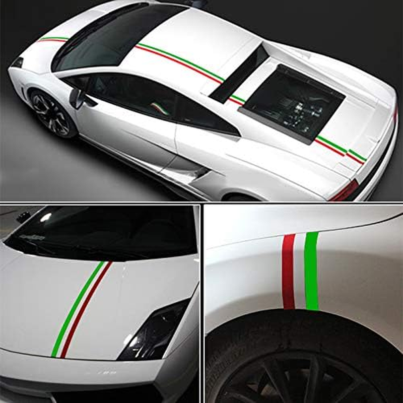 LZLRUN 3Inches X 118Inches Stripes Rally Side Hood Racing Motorsport Vinyl Decal Sticker Strip Bumper Engine Cover (Italian Flag Stripe Decal Sticker) image number 1