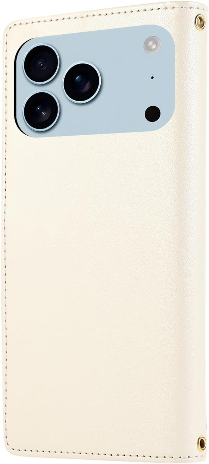 Vaitasy Compatible with Mobile Phone Case Iphone 15 Pro Zip Case Business PU Leather Flip Case for Iphone 15 Pro Protective Case with Card Slot Stand White