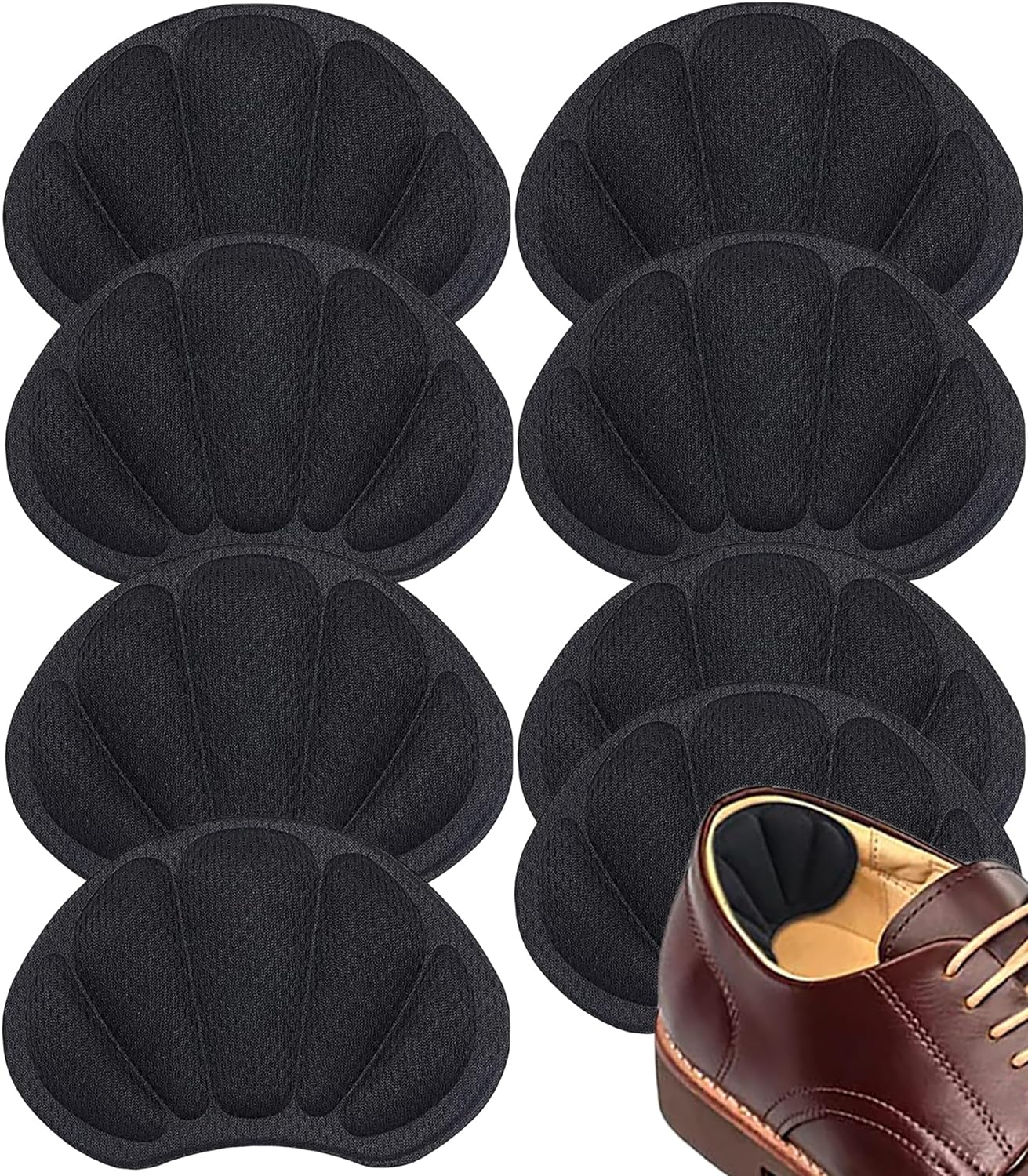 YBVABE Heel Pads, Heel Grips for Shoes, Heel Cushion Inserts, 8 Pcs Mesh Self-Adhesive Heel Liners for Back of Heel, Anti-Slip Shoe Pads for Loose Shoes, Sneakers, Leather Shoes, Women & Men