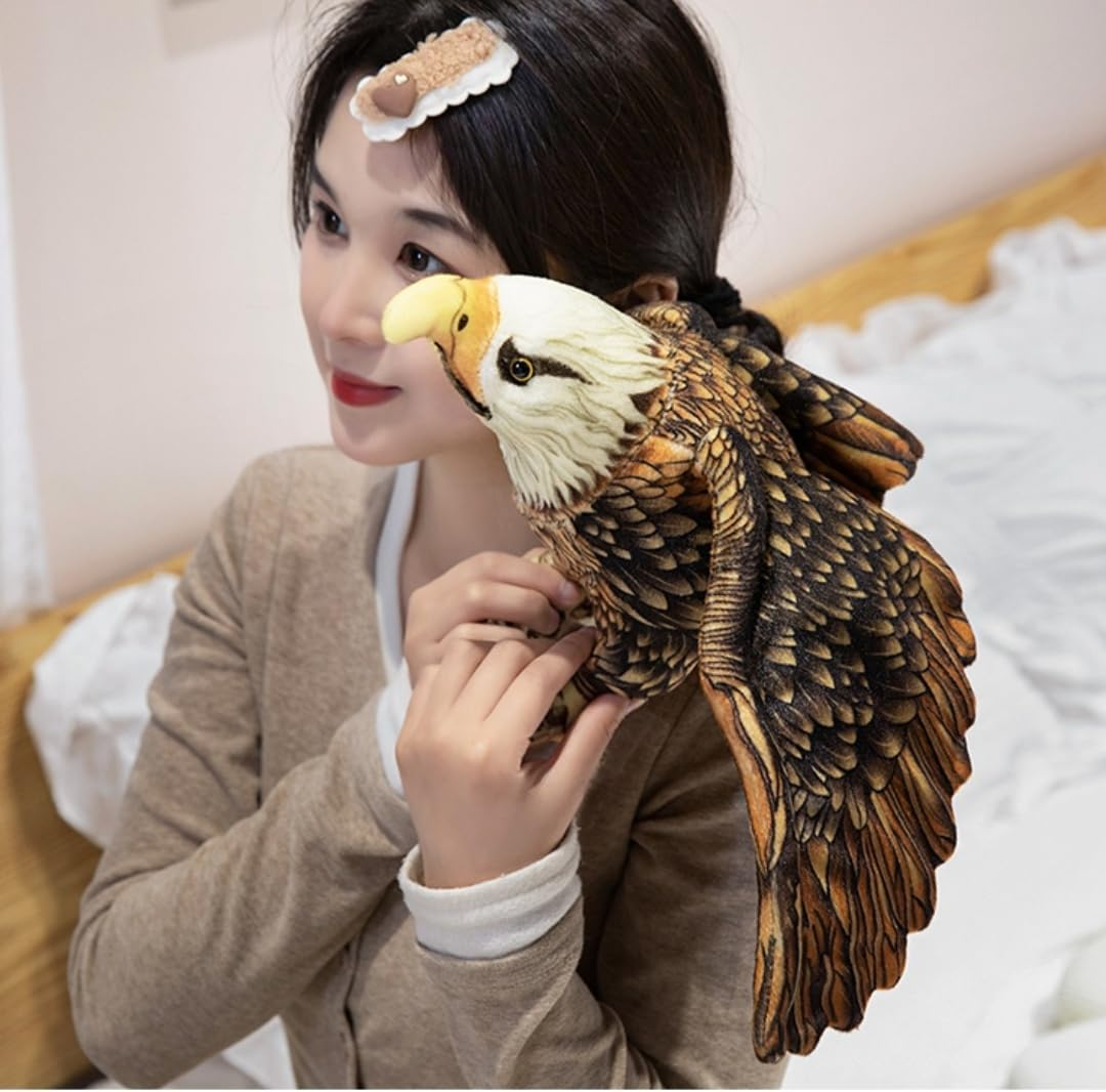 POPOTATO Realistic Eagle Plush - 11.8'' Eagle with Spread Wings Stuffed Animal - Plushy and Squishy Pillow Toy - Cute Bald Eagle Plushie Toys for Boys and Girls