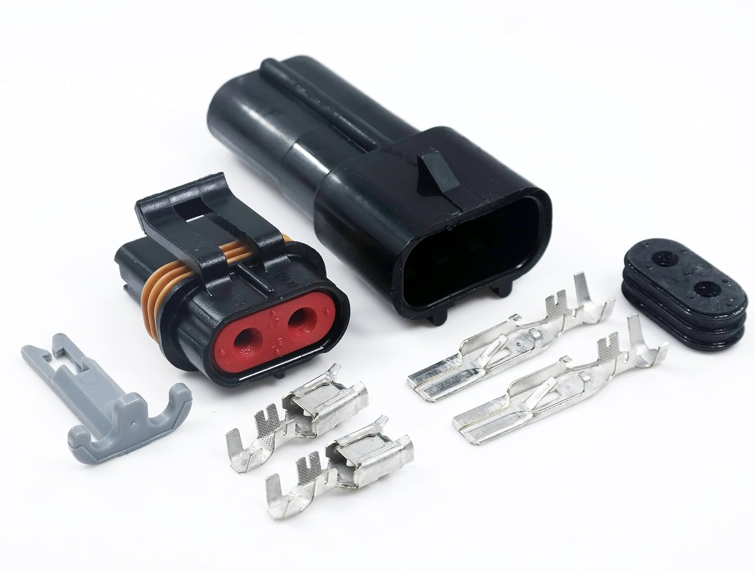 2 Pin Metri-Pack Waterproof Connector 10-12Awg Terminals and Seals 46Amp (10-12 GA (1Set)) image number 3