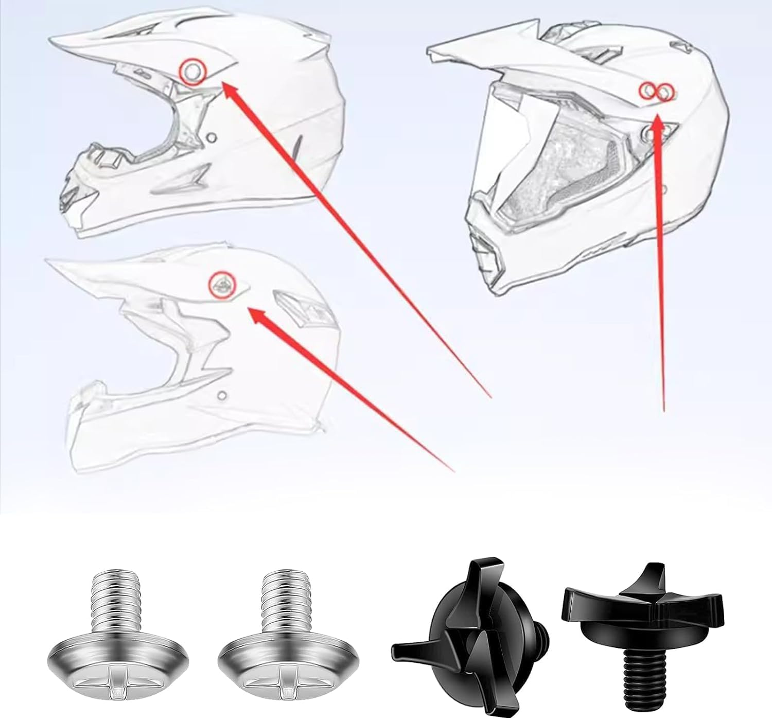 8Pcs Motorcycle Helmet Visor Screws with Rubber Washers & Visor Clips, Stainless Steel Helmet Accessories for Motorcycle/Dirt Bike/Atv Helmets (Black, Silver) image number 4