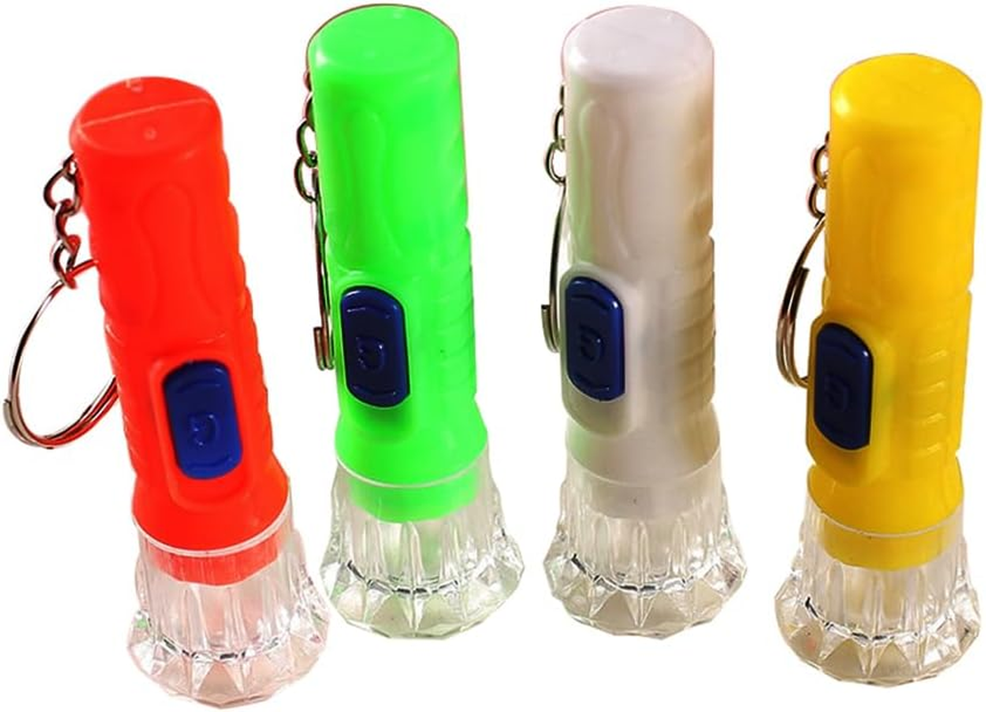 4 Pieces Mini Flashlight Keychain Bulk Assorted Colors Torch Keyring Flashlights LED Keychain Flashlights Small Keychain Light Hiking Camping Christmas Party Favors image number 1