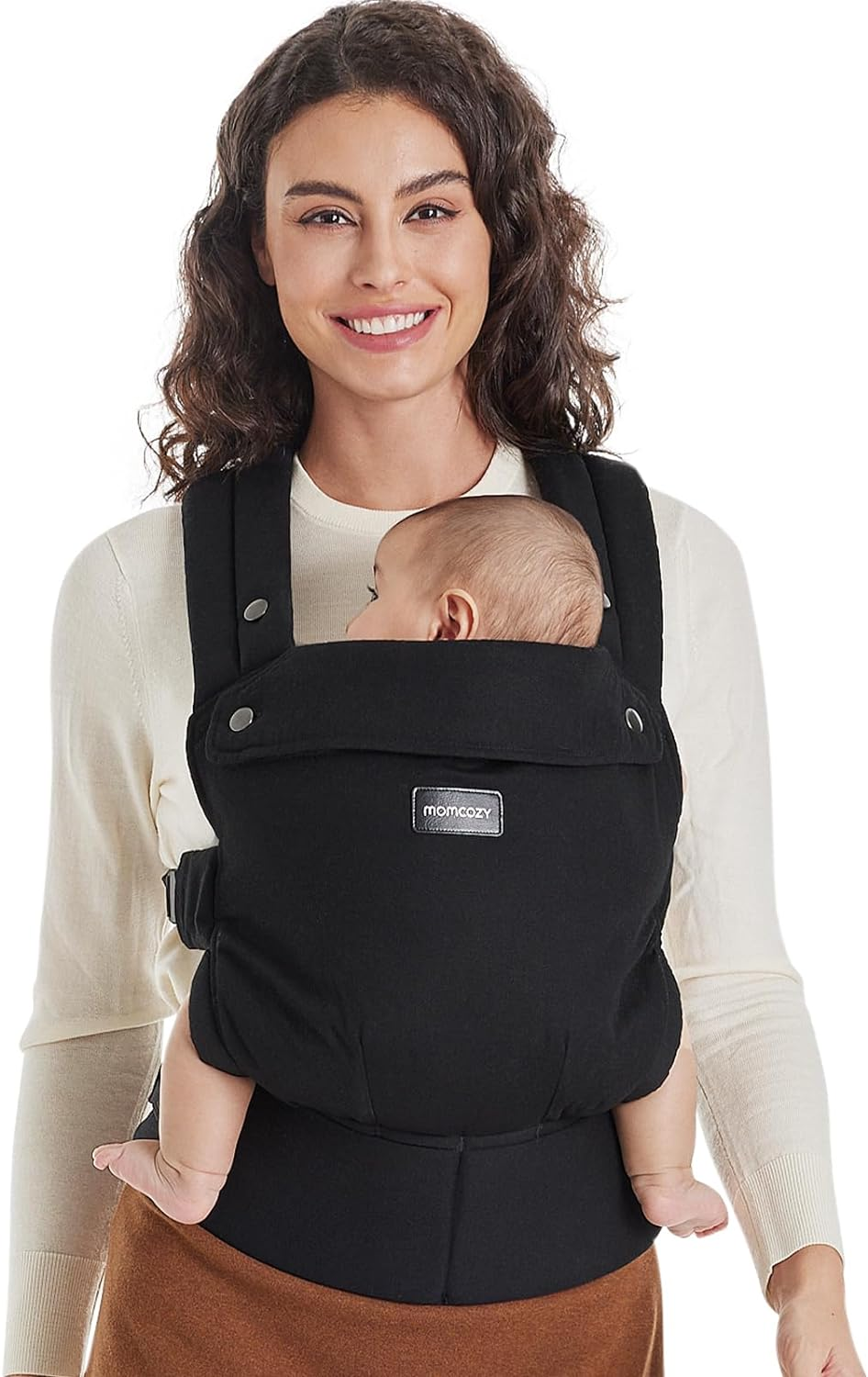 Momcozy Baby Carrier - Ergonomic, Cozy and Lightweight Carrier for 7-44Lbs, Effortless to Put On, Ideal for Hands-Free Parenting, Enhanced Lumbar Support, Purehug for Infant to Toddler, Black
