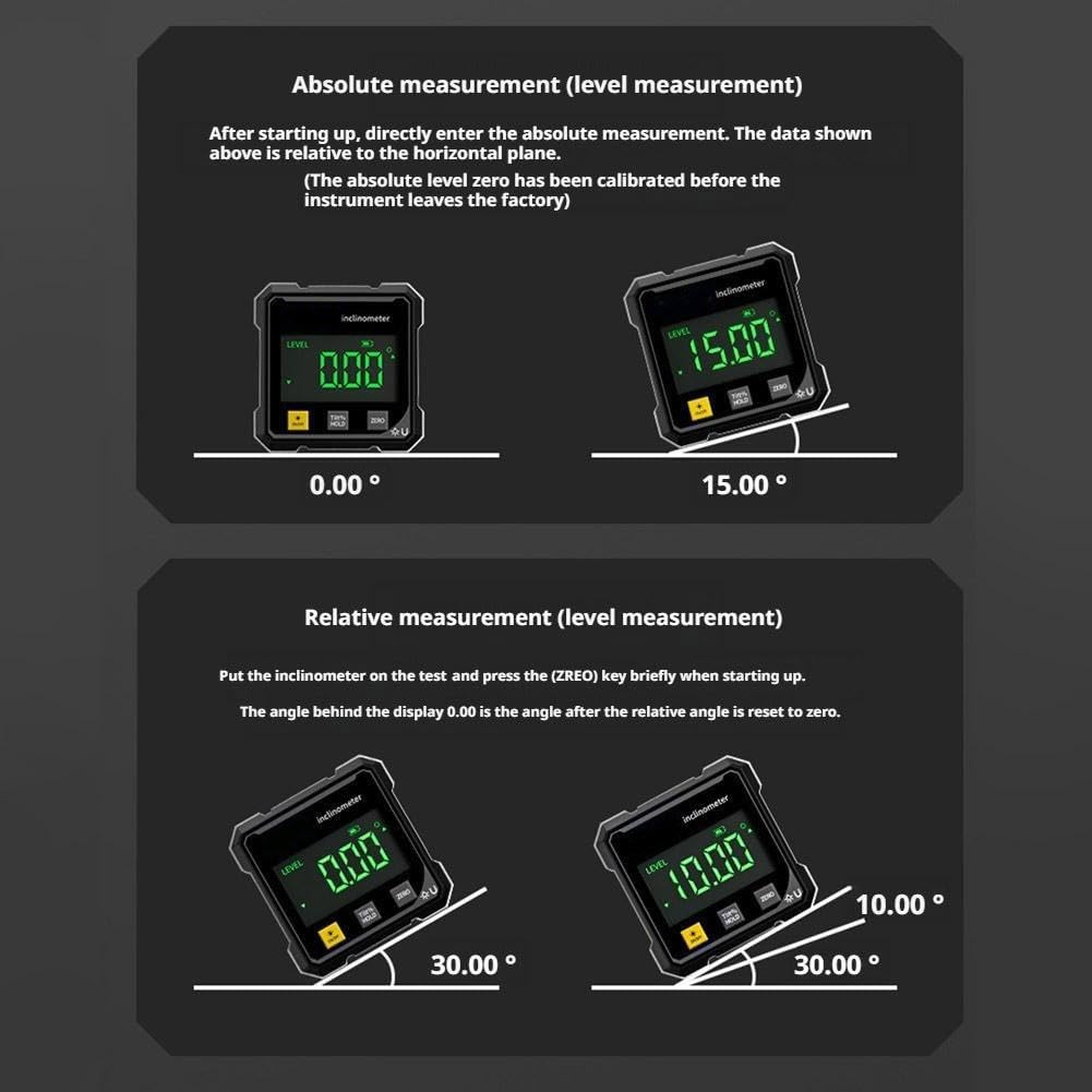 Digital Angle Finder with Electronic Laser, 4-Side Strong Magnetic Angle Gauge, Magnetic Electronic Level Angle Finder Tool Protractor Inclinometer Woodworking Tools for Table Saw,Construction image number 4