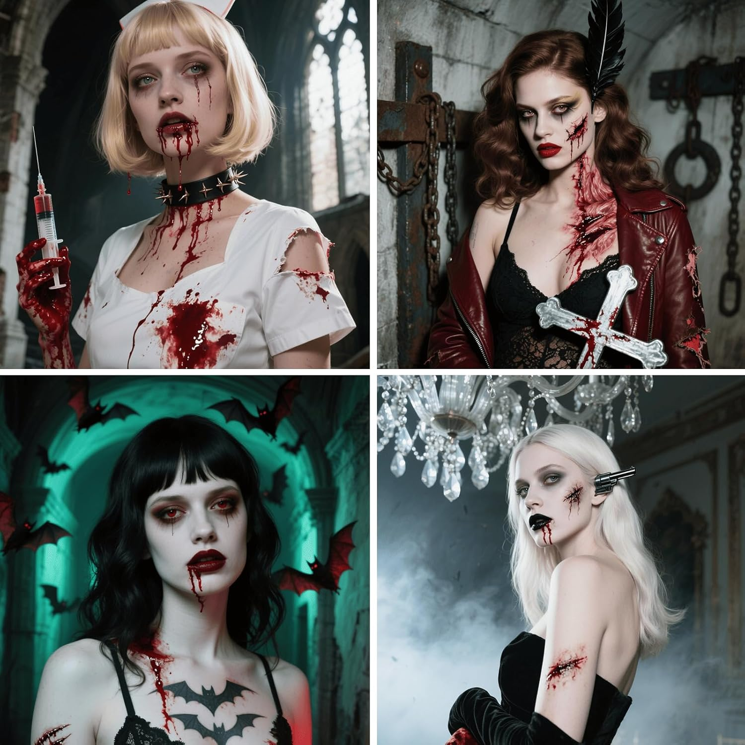 3Pcs Vampire Blood Fake Blood Kit - Coagulated Gel, Spray & Dripping Liquid for Realistic Vampire Zombie SFX Makeup, Skin-Safe Washable Special Effects Blood for Halloween Cosplay Costume Party image number 1